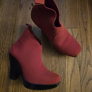 Red Stretch Ankle Boots